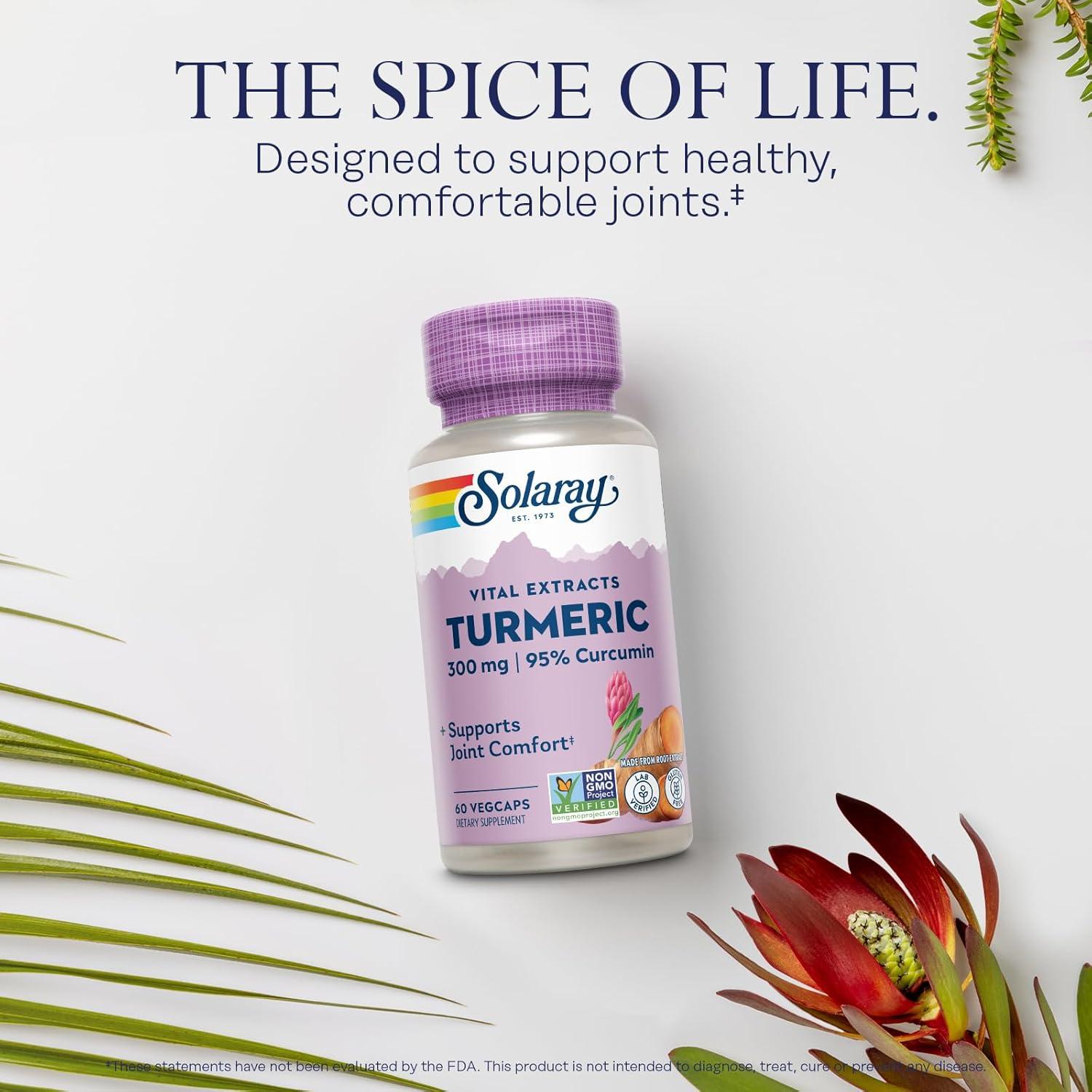 Suplemento de Cúrcuma Solaray 300 mg - 95% Curcumina Vegano