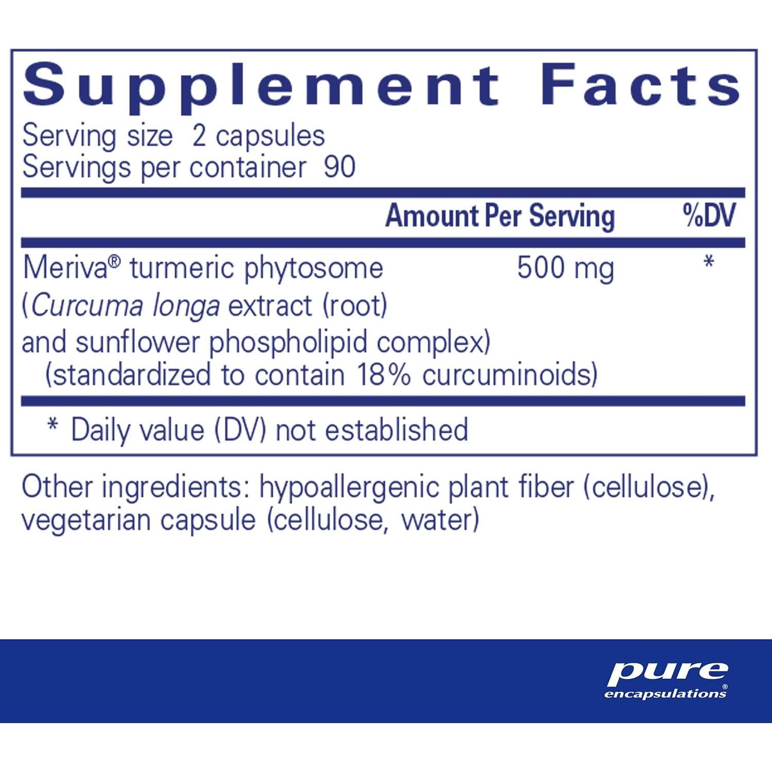 Suplemento de Curcumina Meriva Pure Encapsulations 180 Cápsulas