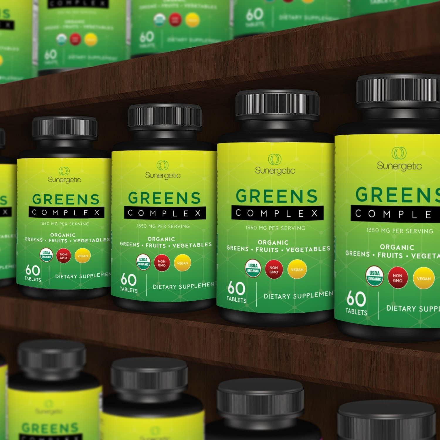 Tabletas de Superalimento Verde Orgánico Sunergetic - 60 Unidades