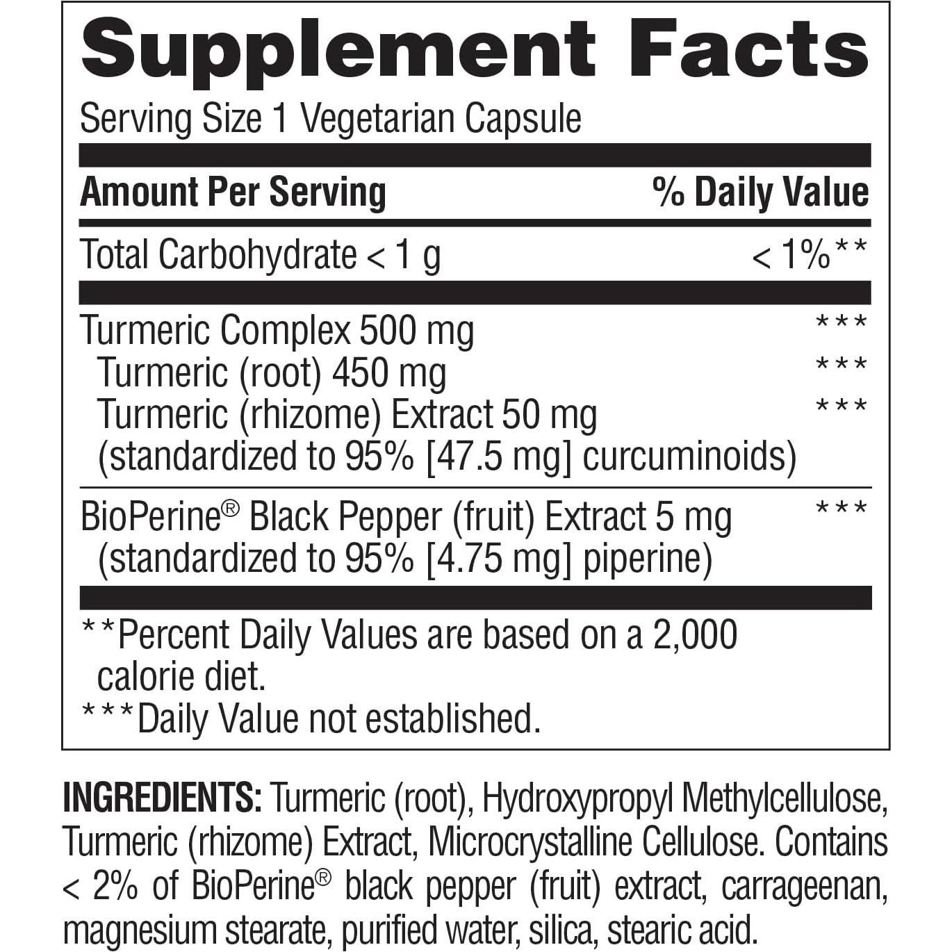 Suplemento de Cúrcuma Nature's Wonder 500mg con BioPerine 90 Cápsulas