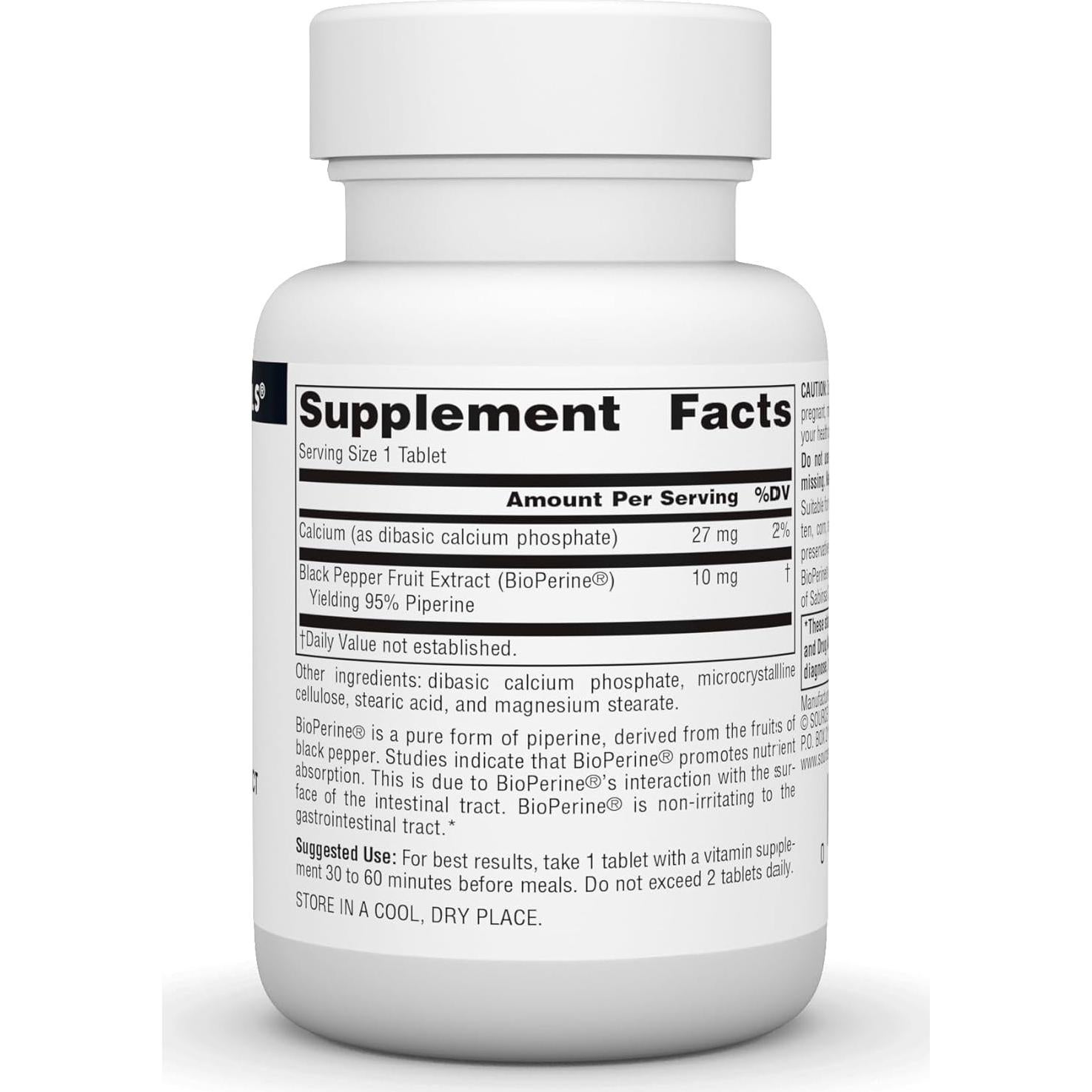 Source Naturals BioPerine 10 mg - Extracto de Pimienta Negra 120 Tabletas