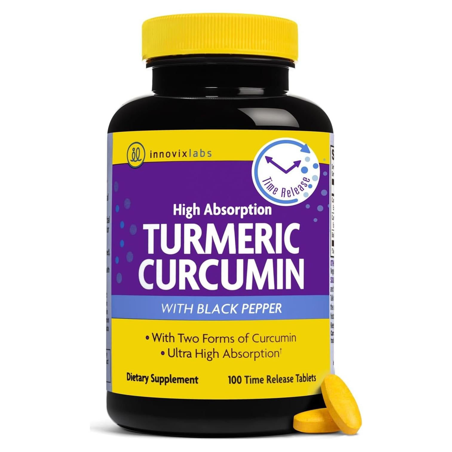 Suplemento de Cúrcuma y Curcumina InnovixLabs 100 Tabletas