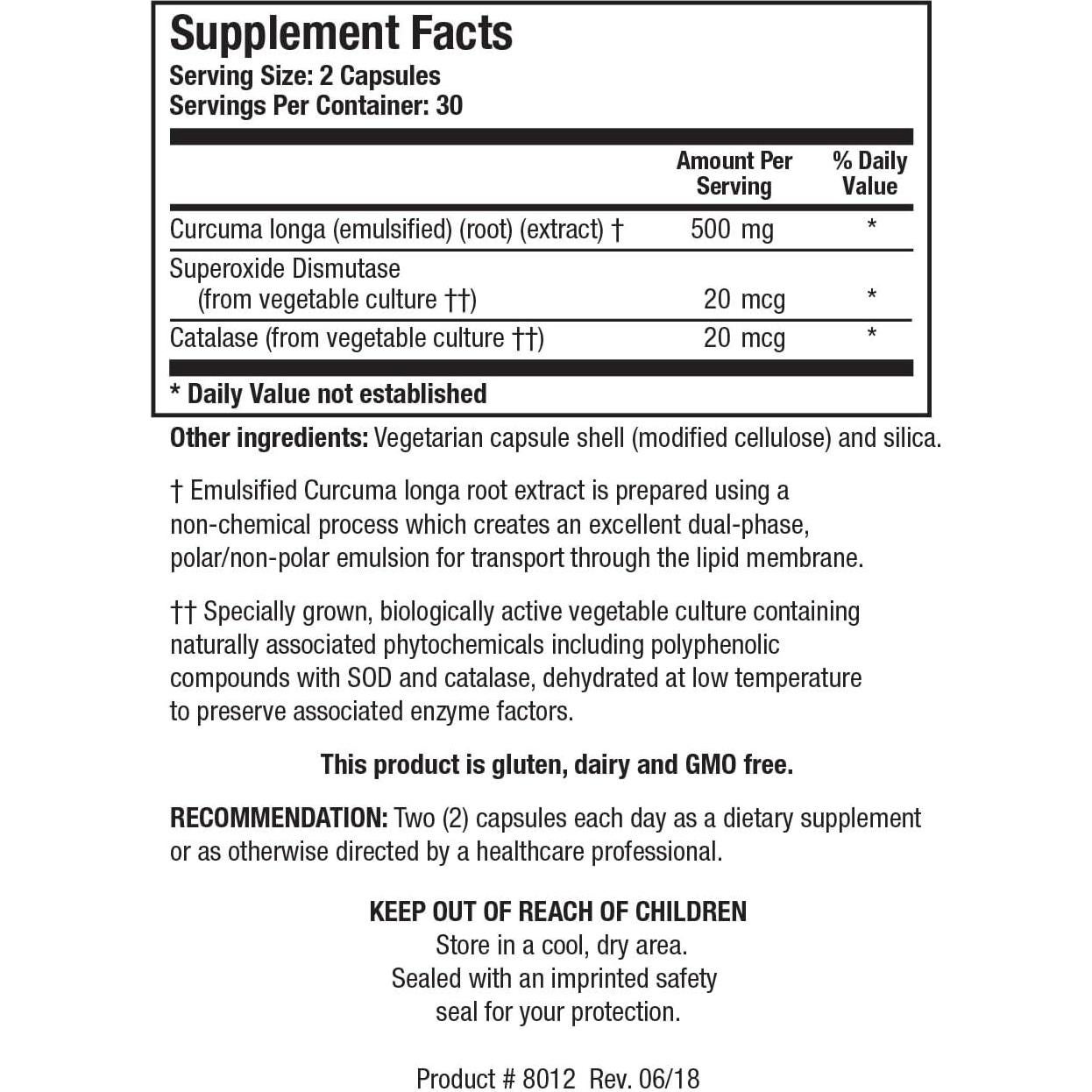 Cápsulas de Cúrcuma CurcumRx Biotics Research 60 Unidades