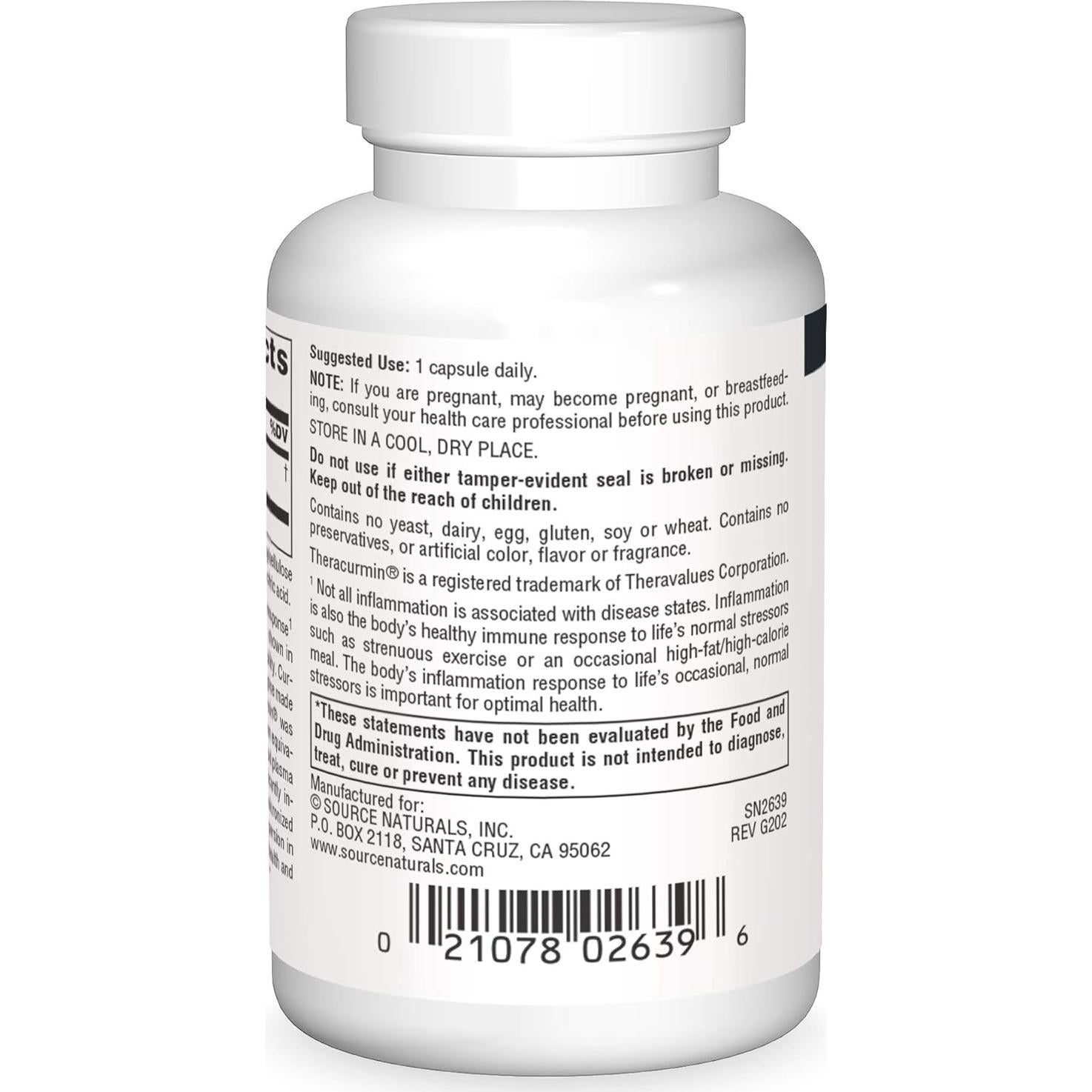 Source Naturals Theracurmin 300 mg - 60 Cápsulas Vegetarianas