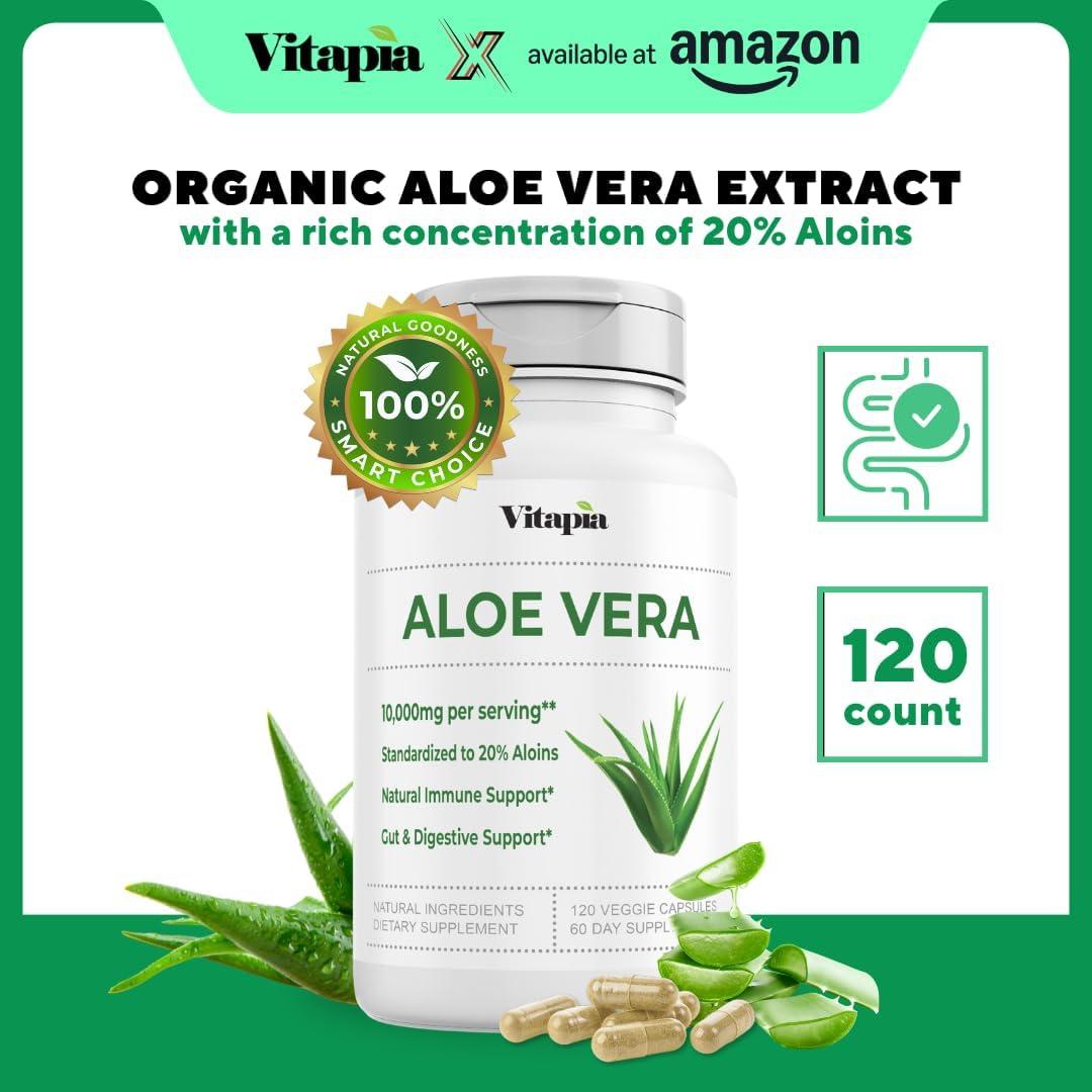 Cápsulas de Aloe Vera Orgánico 20% Aloínas - 120 Unidades
