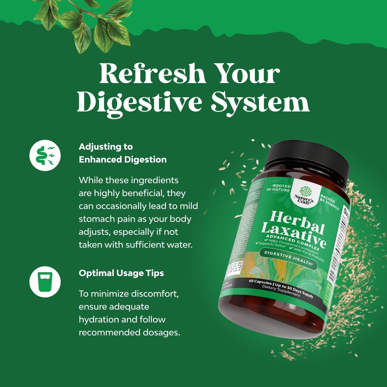 Cápsulas Laxantes Herbales Natures Craft 60 Ct - Estreñimiento