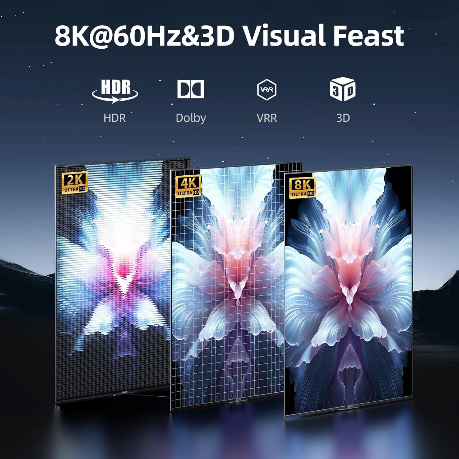 Switch HDMI 2.1 llano 8K 4K@120Hz Selector Aluminio