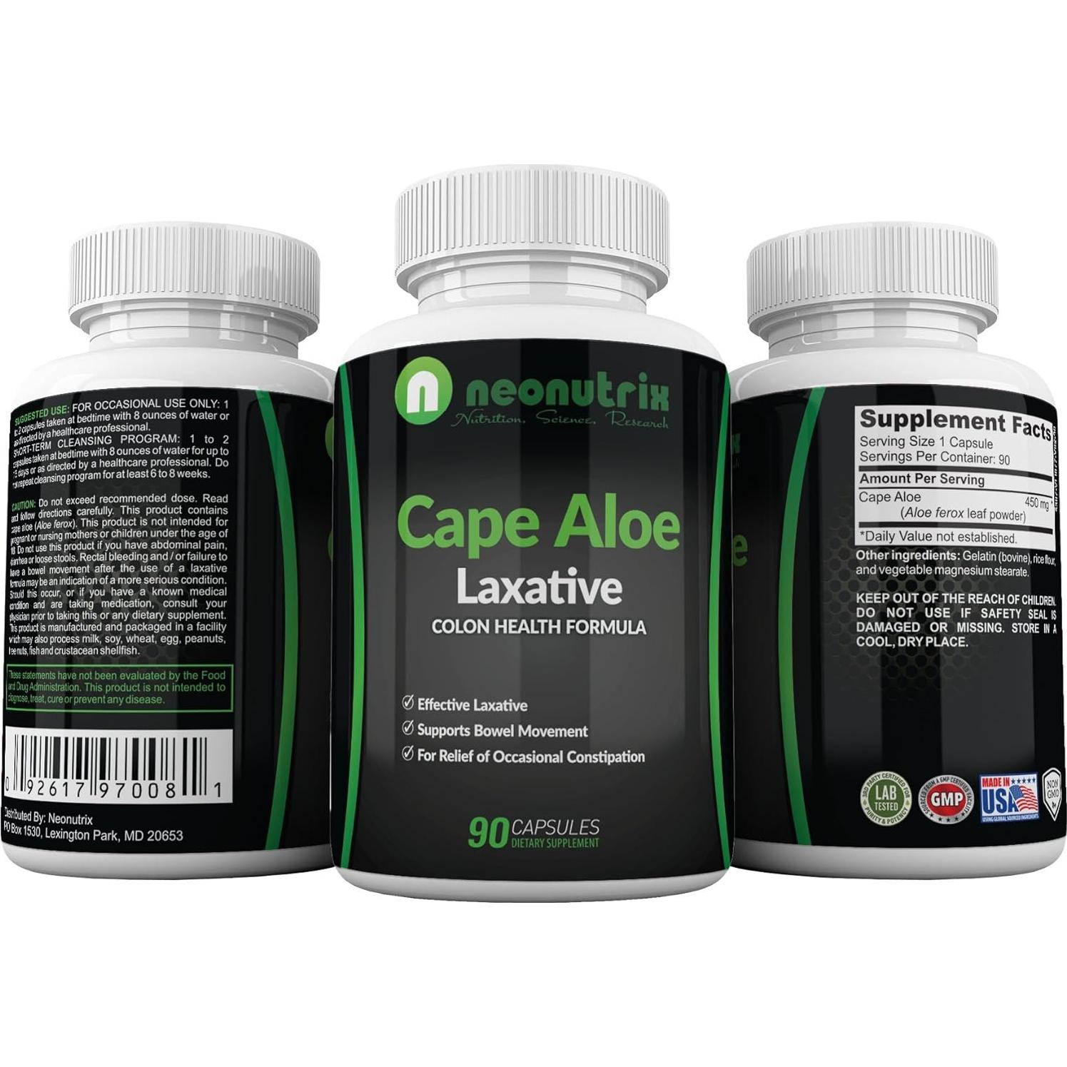Laxante Natural de Aloe Cape Neonutrix - 90 Cápsulas - Alivio Estreñimiento