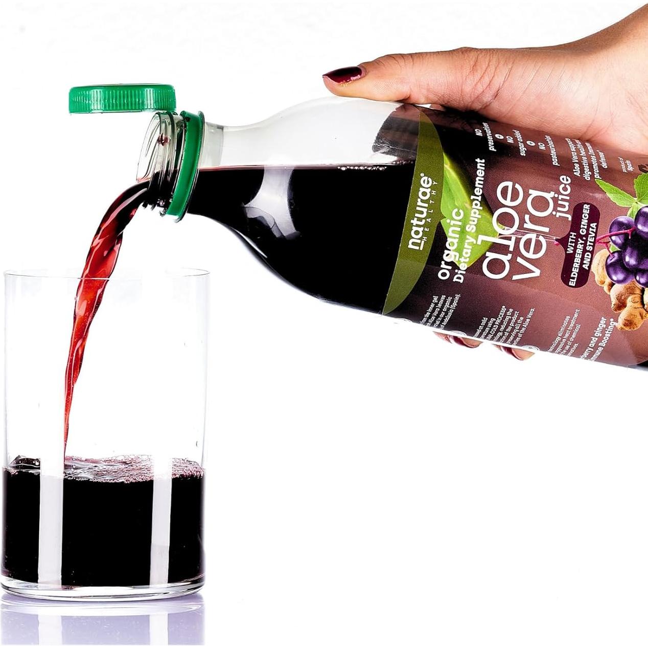 Jugo de Aloe Vera Orgánico Naturae 1000 ml con Saúco y Stevia