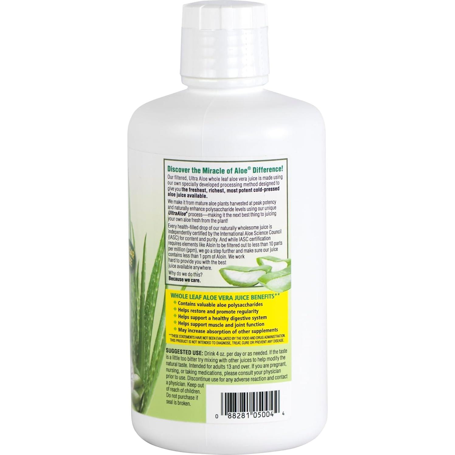 Jugo de Aloe Vera Milagro de Aloe Ultra 1 L, 99.75% Puro