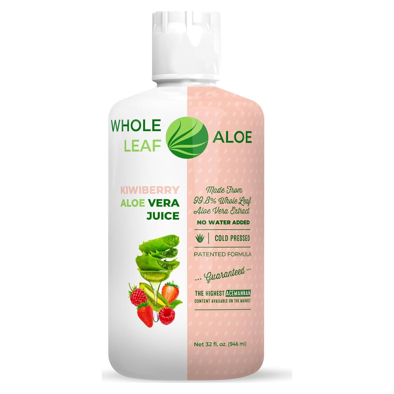 Jugo de Aloe Vera Orgánico Whole Leaf 946 ml - Sabor Kiwiberry