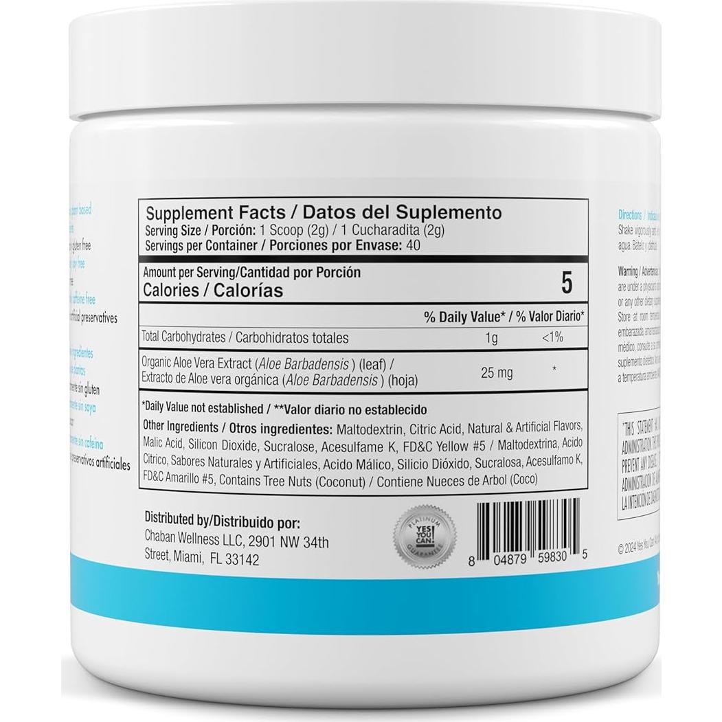 Mezcla de Bebida de Aloe Vera Orgánico ¡Sí Puedes! Sabor Mango - 40 Porciones