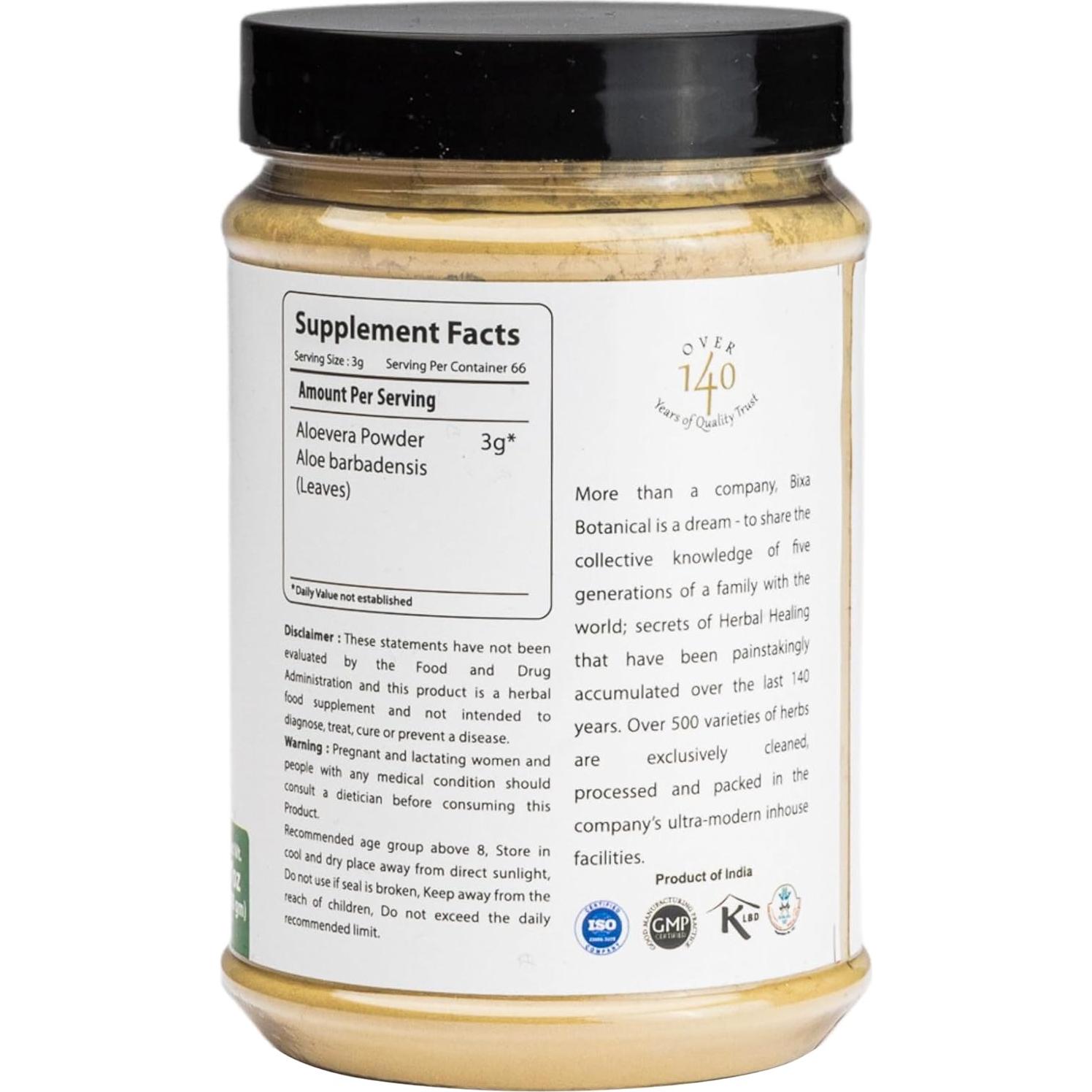 Polvo de Aloe Vera Bixa Botanical 200g - Suplemento Herbal