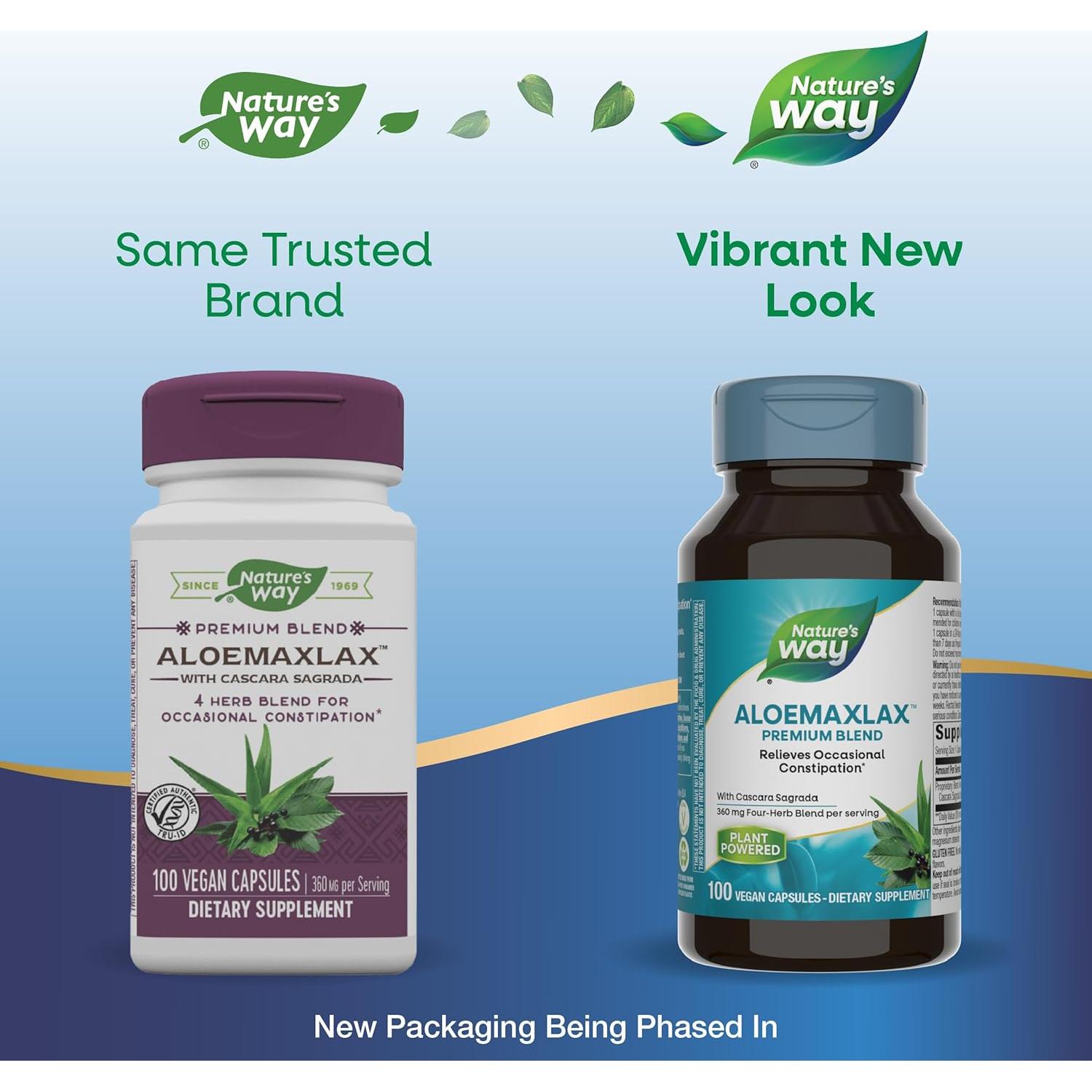 AloeMaxLax Nature's Way 100 Cápsulas Veganas Alivio Estreñimiento