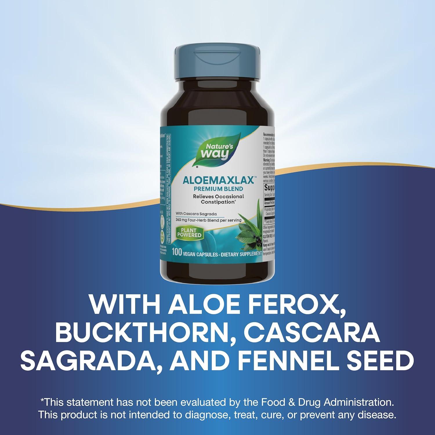 AloeMaxLax Nature's Way 100 Cápsulas Veganas Alivio Estreñimiento