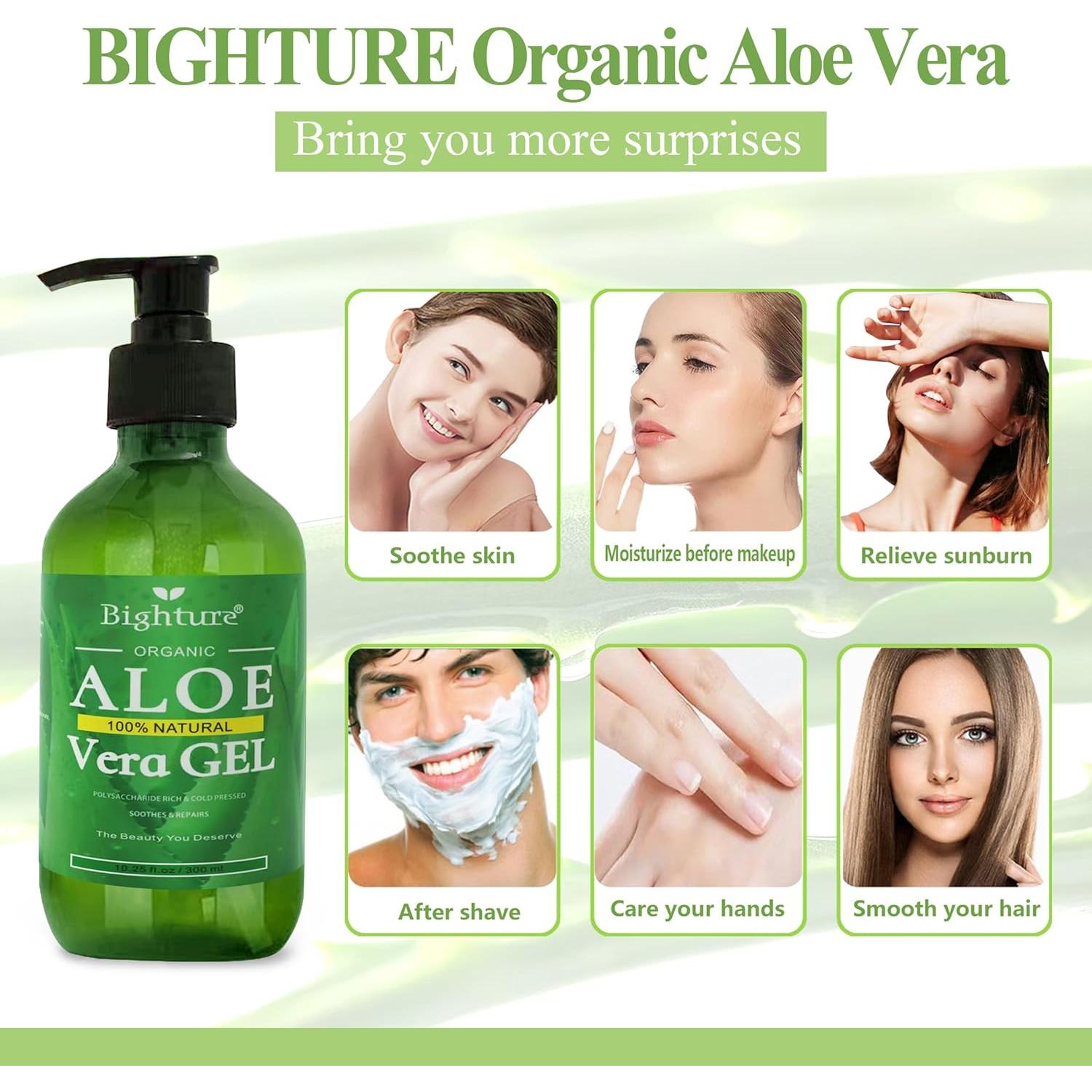 Gel de Aloe Vera Orgánico BIGHTURE 296 ml - Cuidado de la Piel