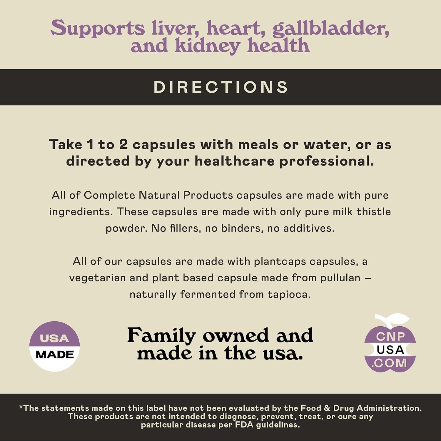 Cápsulas de Cardo Mariano Orgánico Complete Natural - 500 mg