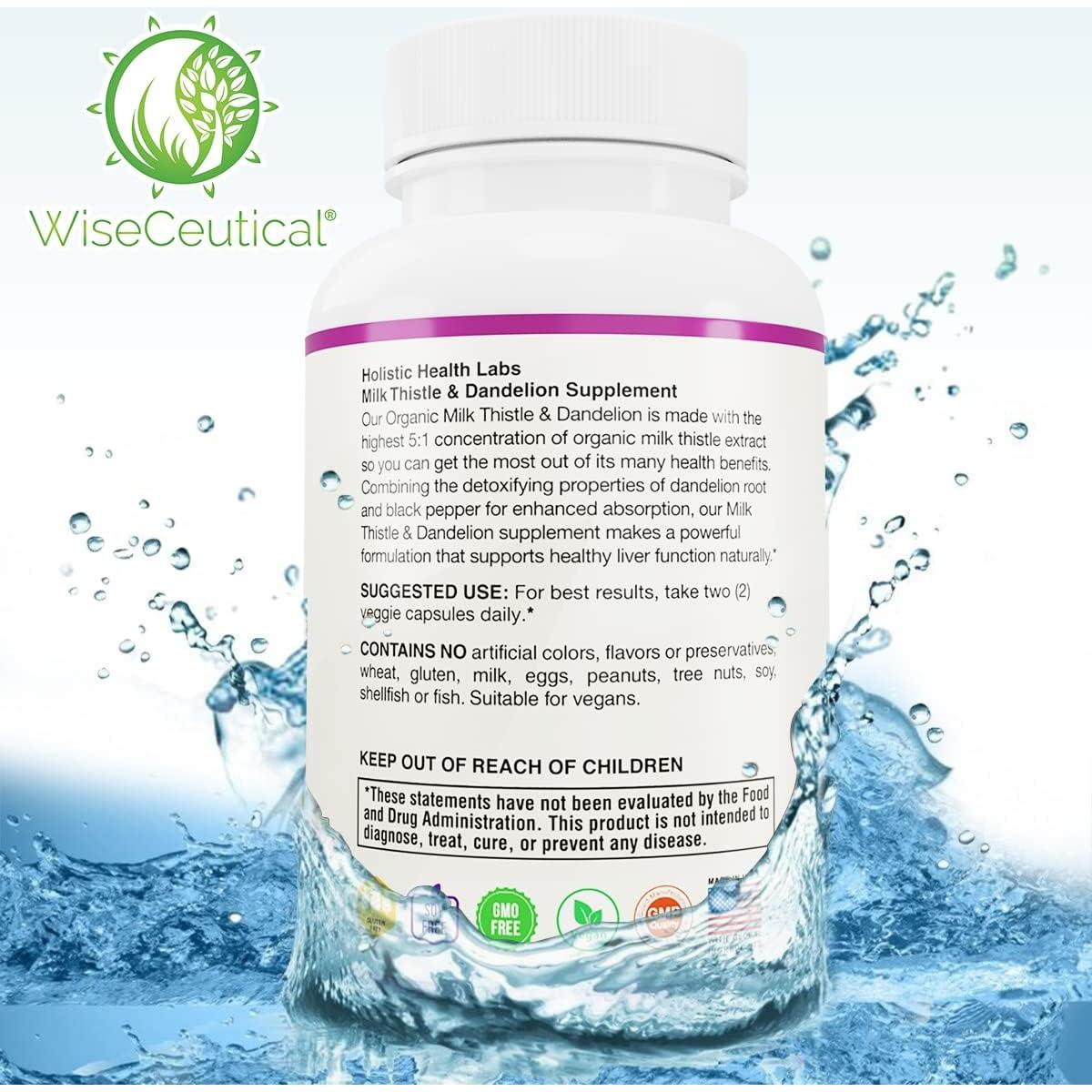 Suplemento Hepático Cardo Orgánico Wiseceutical 2000mg 60 Cápsulas