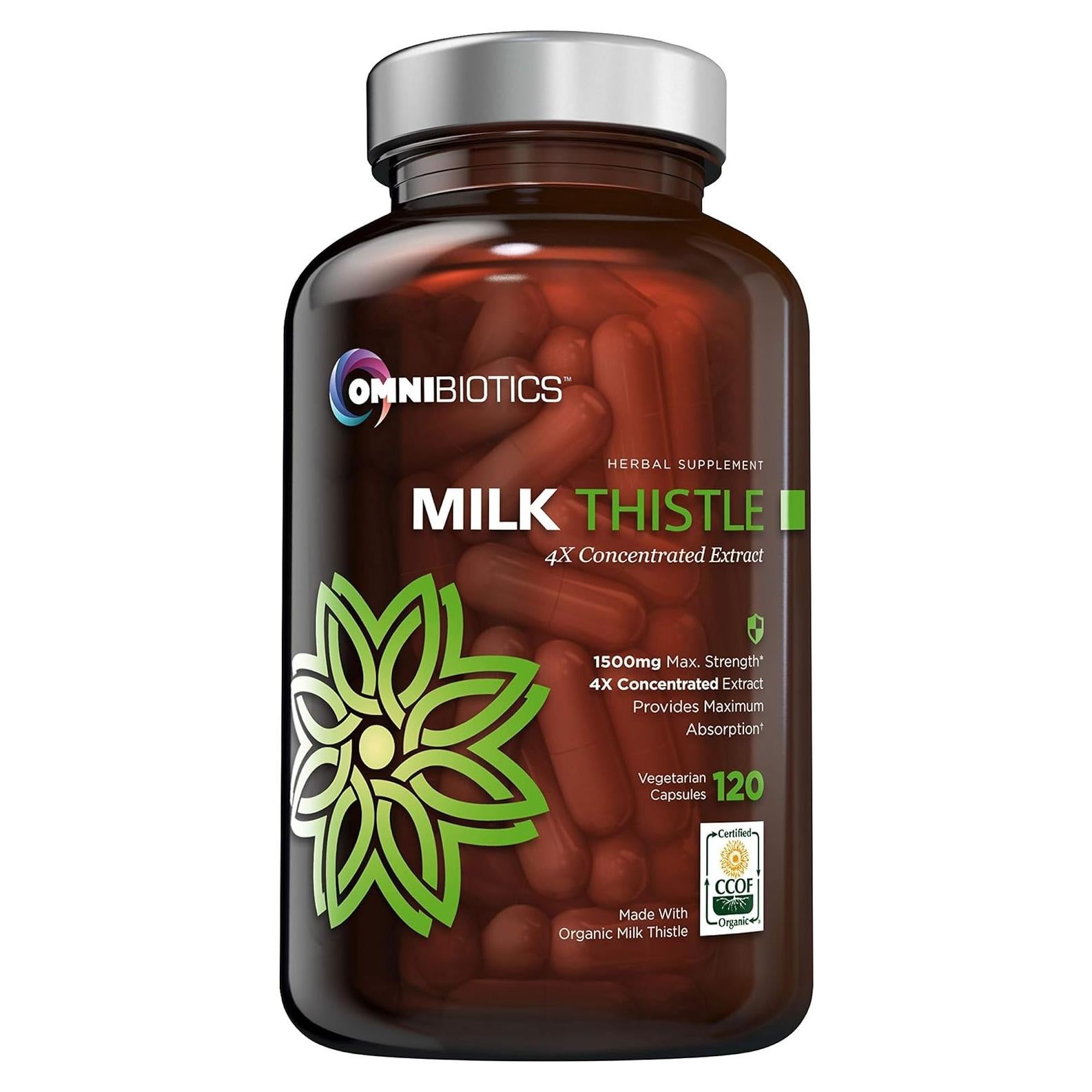 Suplemento Cardo Mariano Orgánico 1500mg 120 Cápsulas Veganas