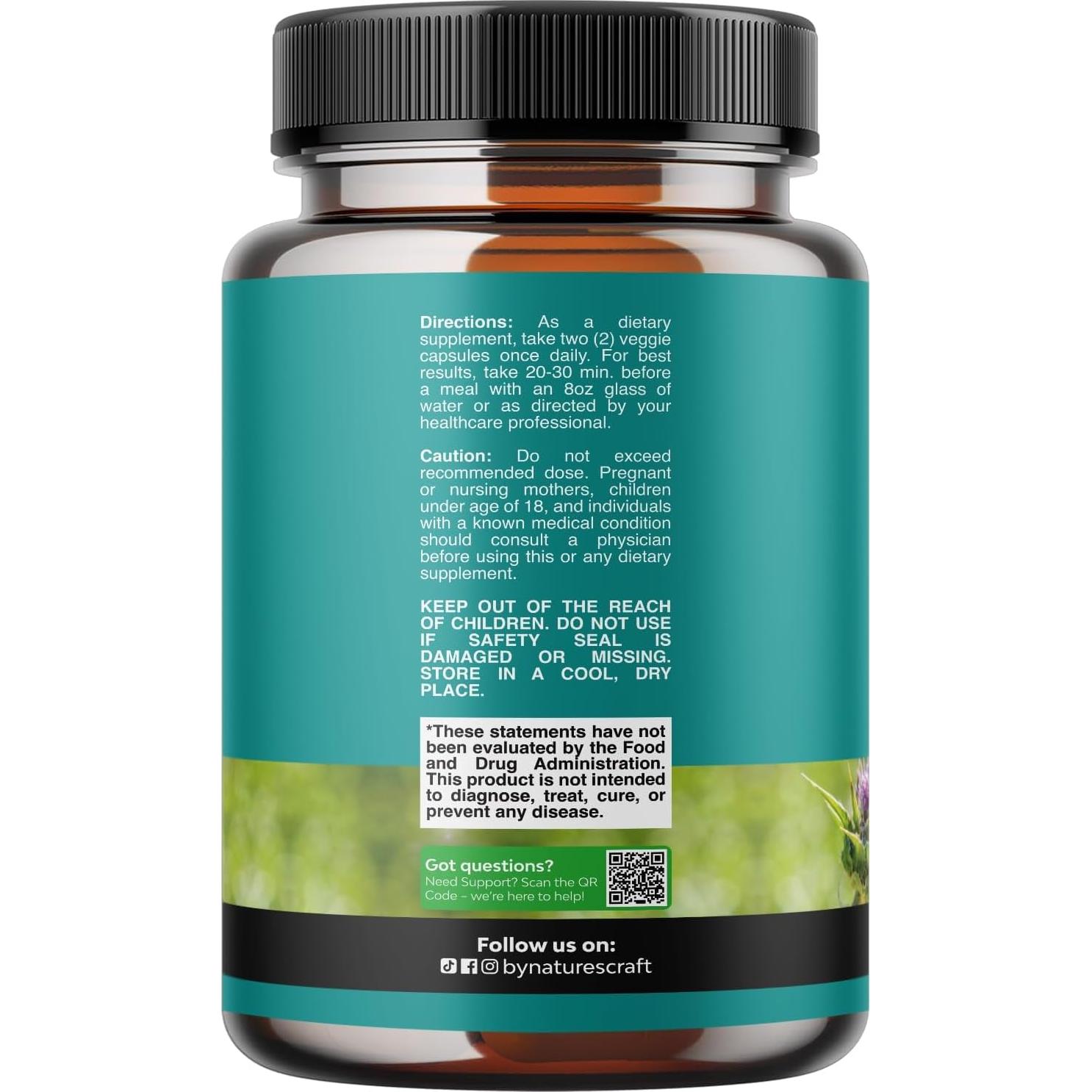 Suplemento Hepático Natures Craft 70 Cápsulas Cardo Mariano