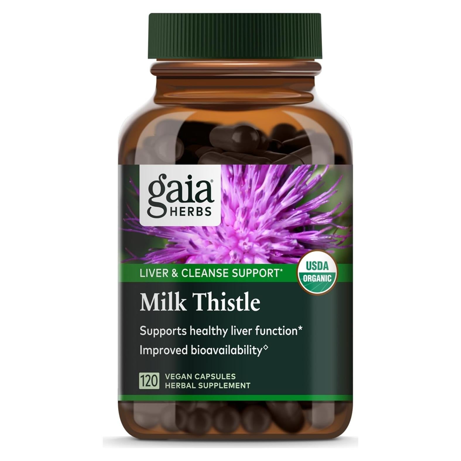 Suplemento Hepático Gaia Herbs Cardo Mariano 120 Cápsulas Veganas