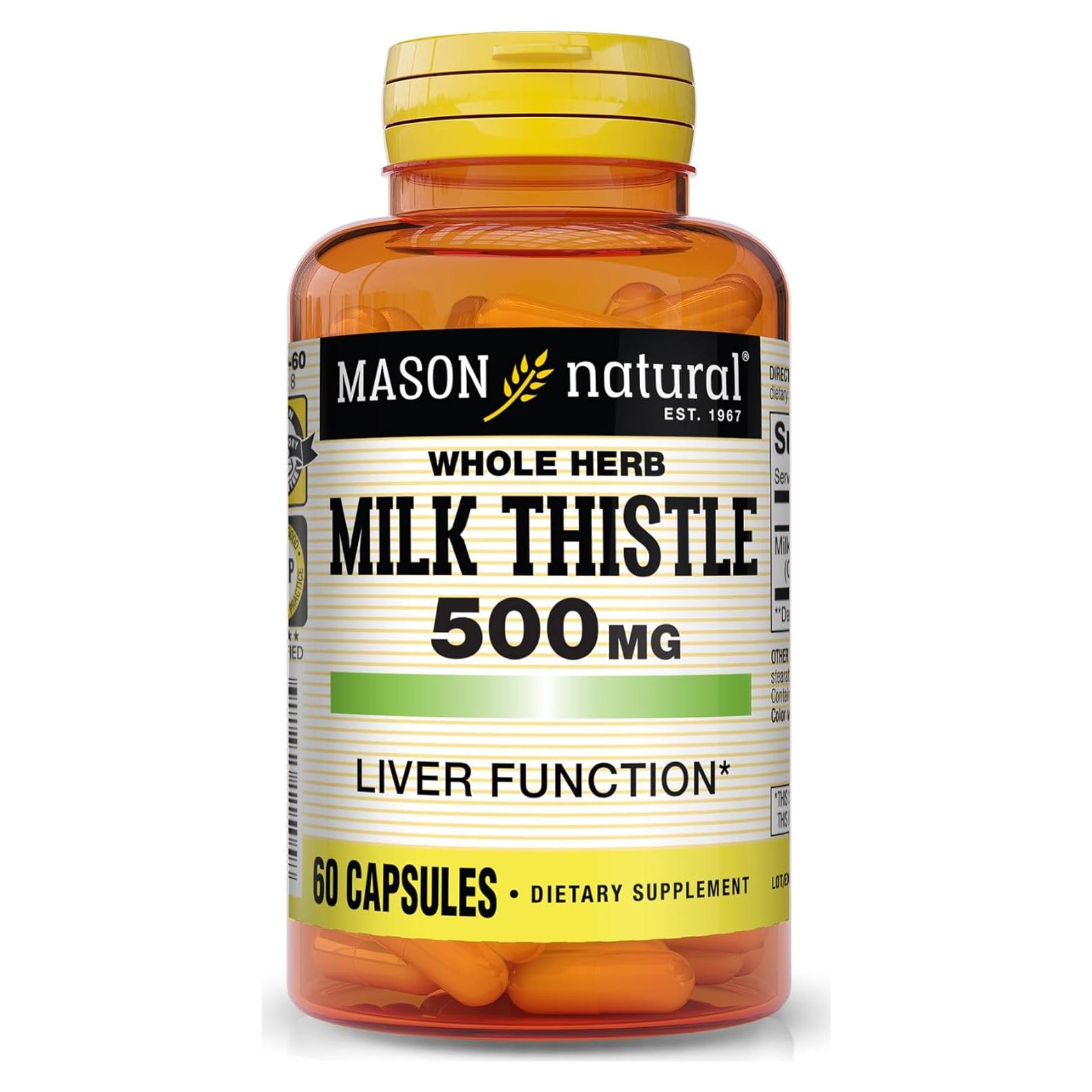 Suplemento Cardo Mariano Mason Natural 500 mg - 60 Cápsulas