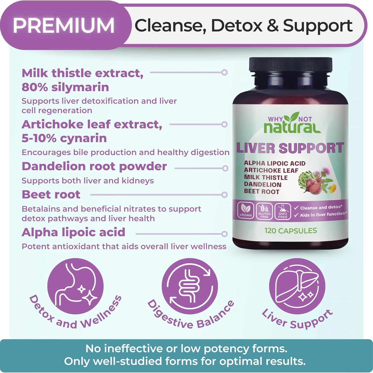 Suplemento Hepático 5-en-1 Why Not Natural - 120 Cápsulas