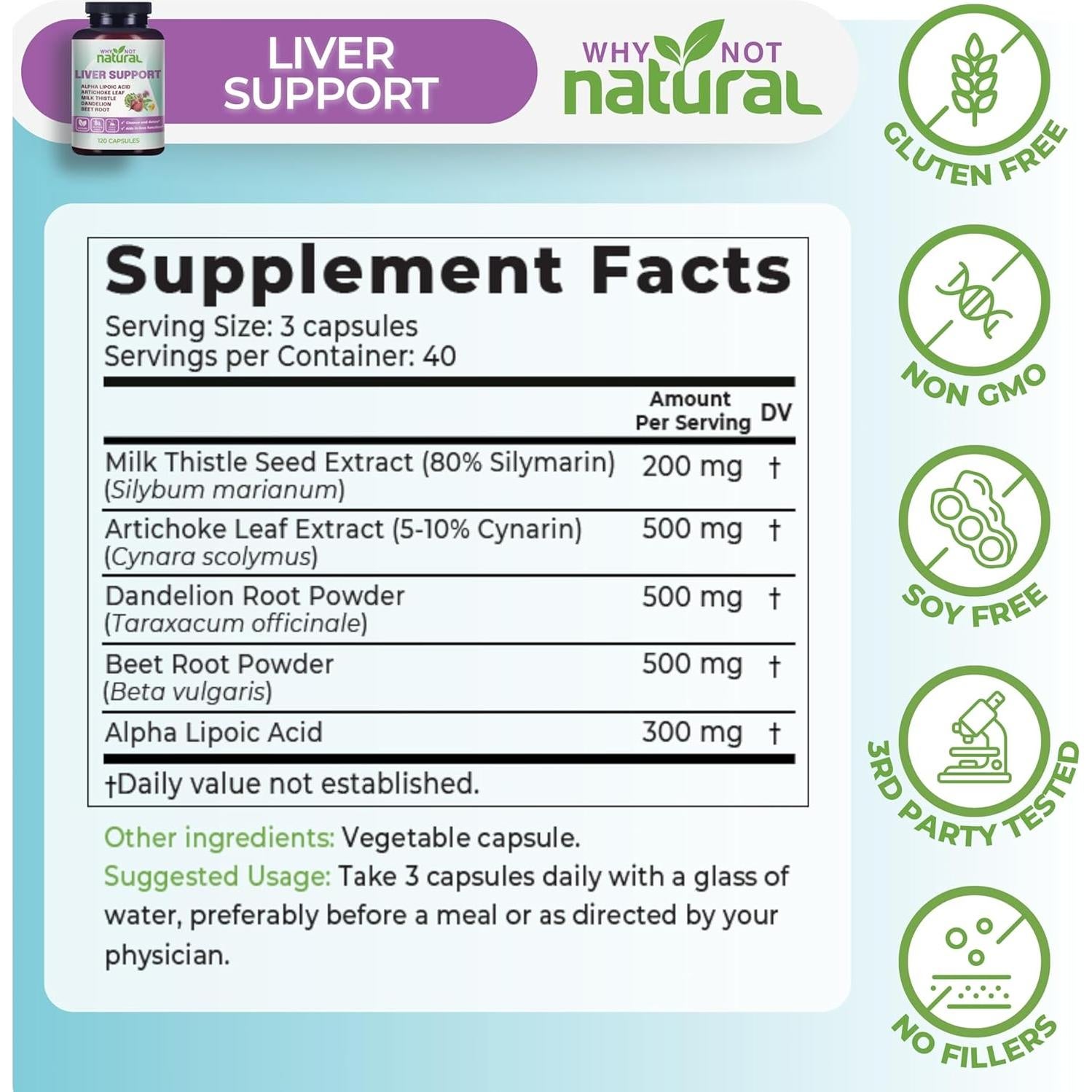 Suplemento Hepático 5-en-1 Why Not Natural - 120 Cápsulas