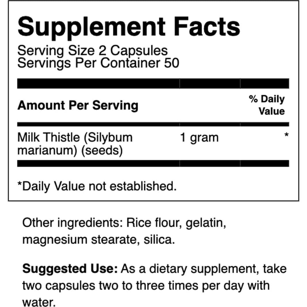 Suplemento de Cardo Mariano Swanson 1000mg - 100 Cápsulas