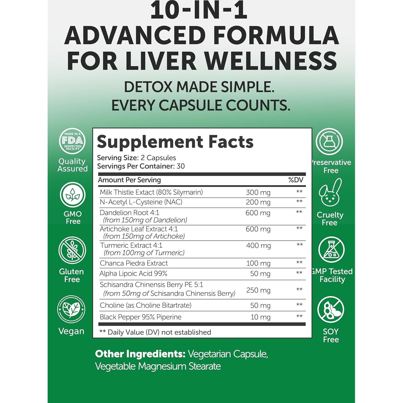 Suplemento Detox Hepático Lunakai 60 Cápsulas - Cardo Mariano