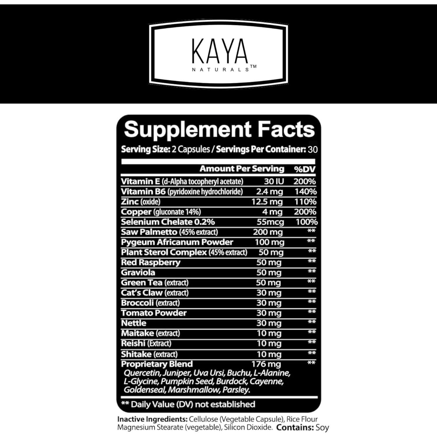 Suplemento Prostático Kaya Naturals - Saw Palmetto 60 Cápsulas