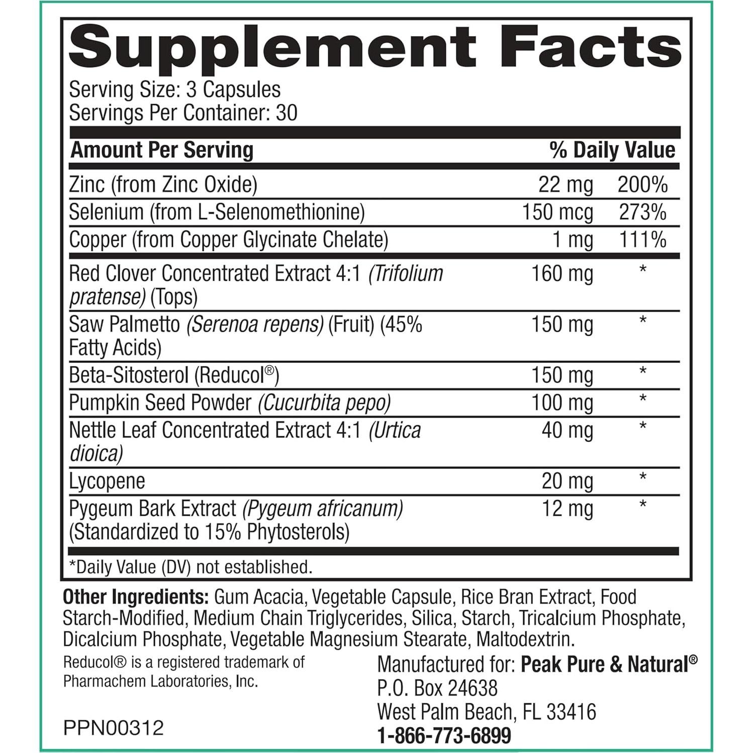 Suplemento Natural Soporte Prostático Peak - 90 Cápsulas