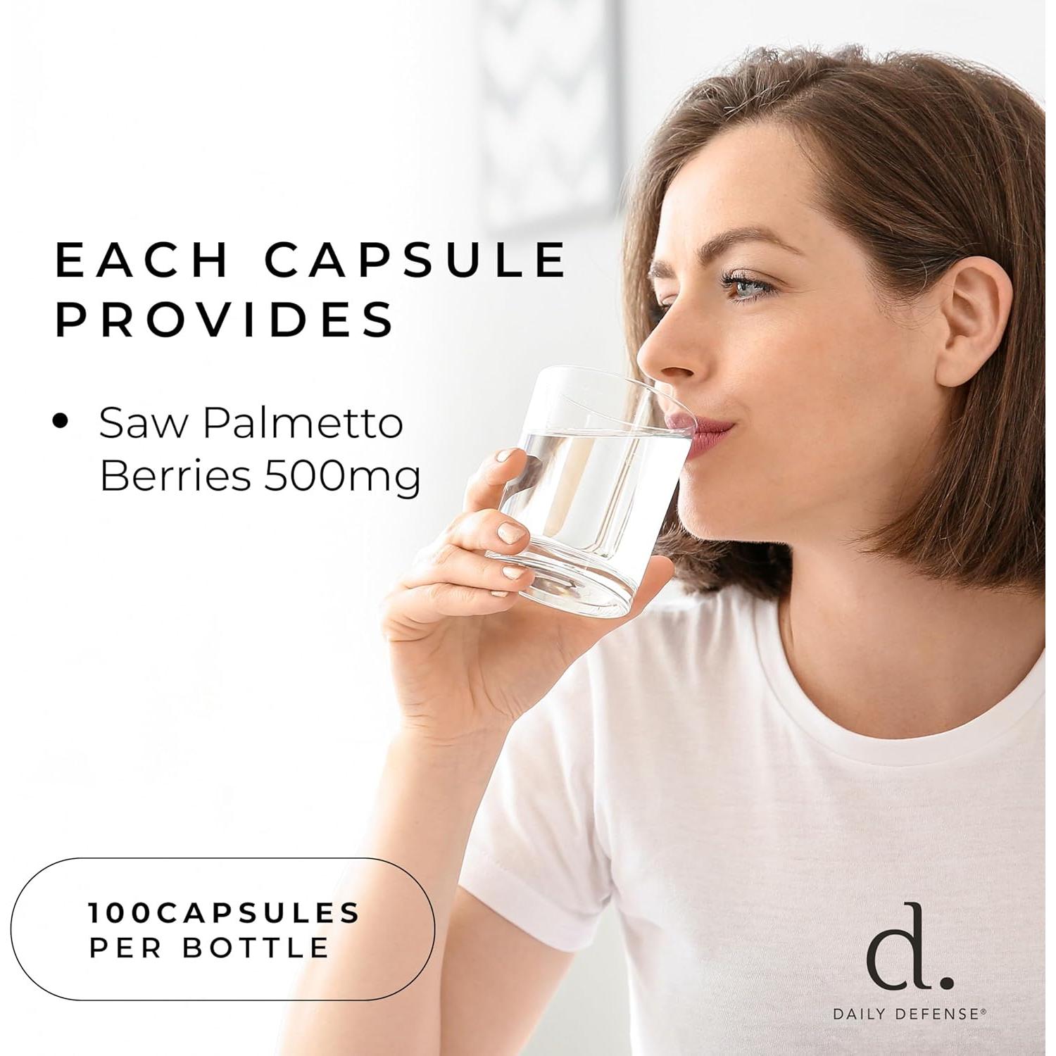 Suplemento Saw Palmetto Daily Defense 500mg - 100 Cápsulas