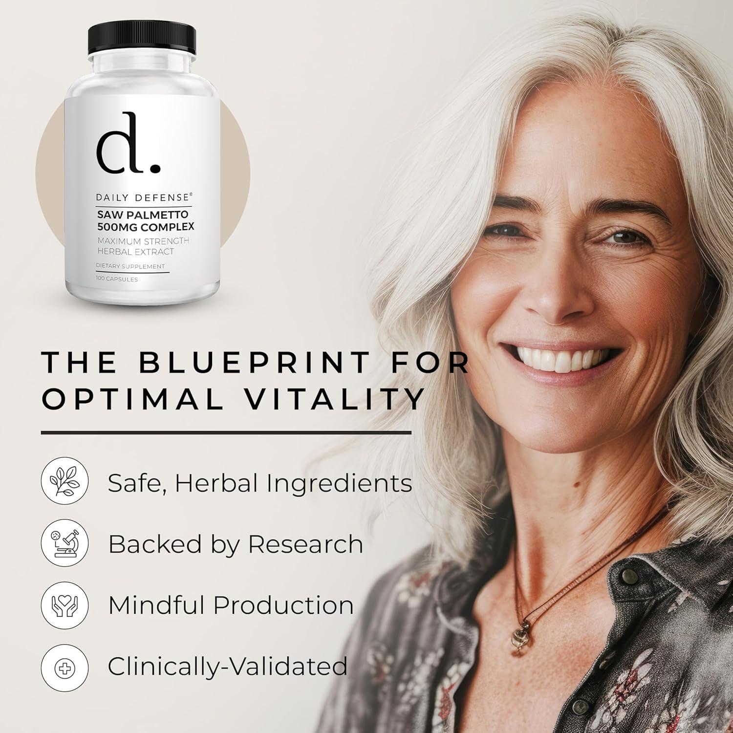 Suplemento Saw Palmetto Daily Defense 500mg - 100 Cápsulas