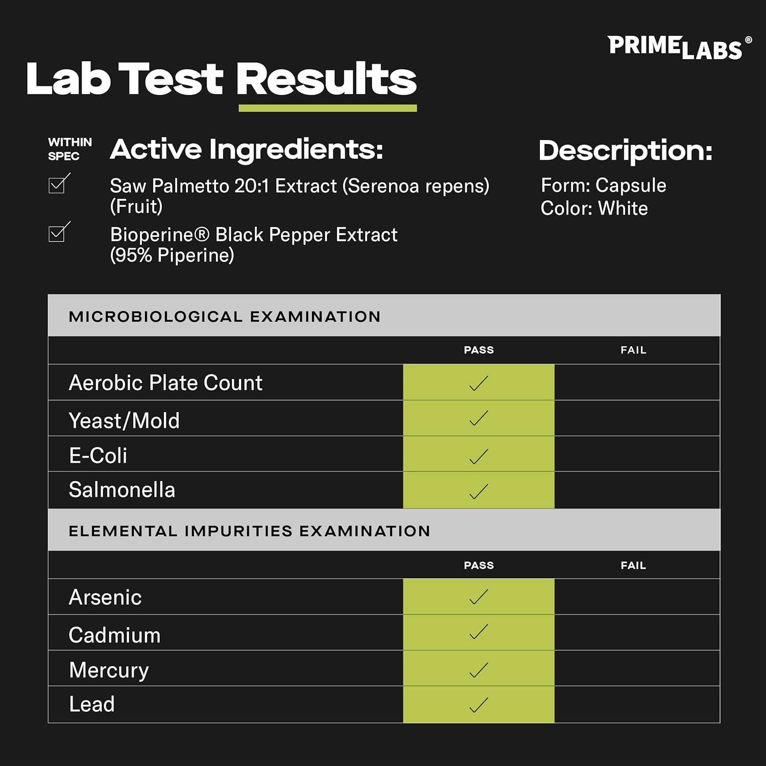 Suplemento Saw Palmetto Prime Labs 350mg 90 Cápsulas