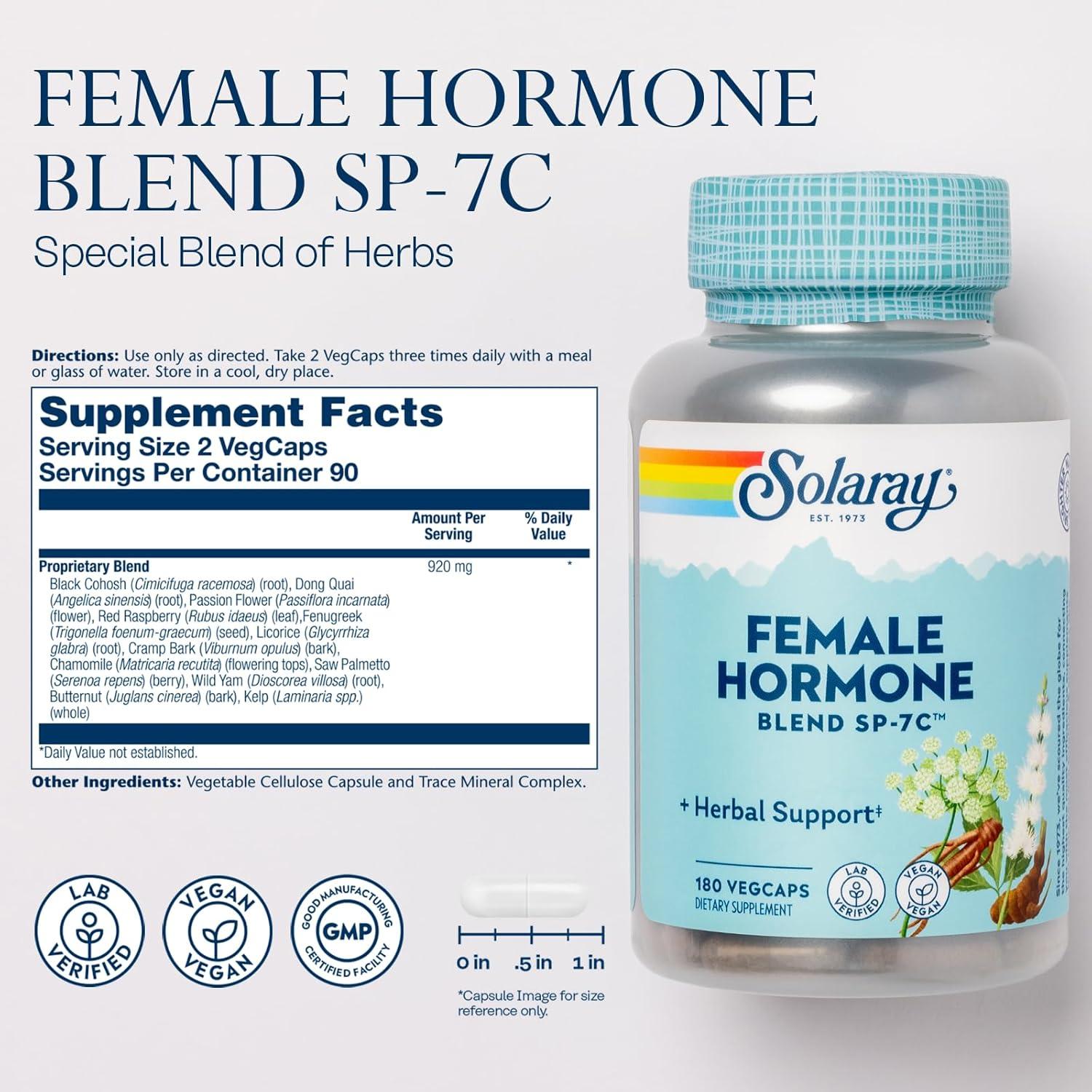 SOLARAY Mezcla de Hormonas Femeninas 180 VegCaps Herbal
