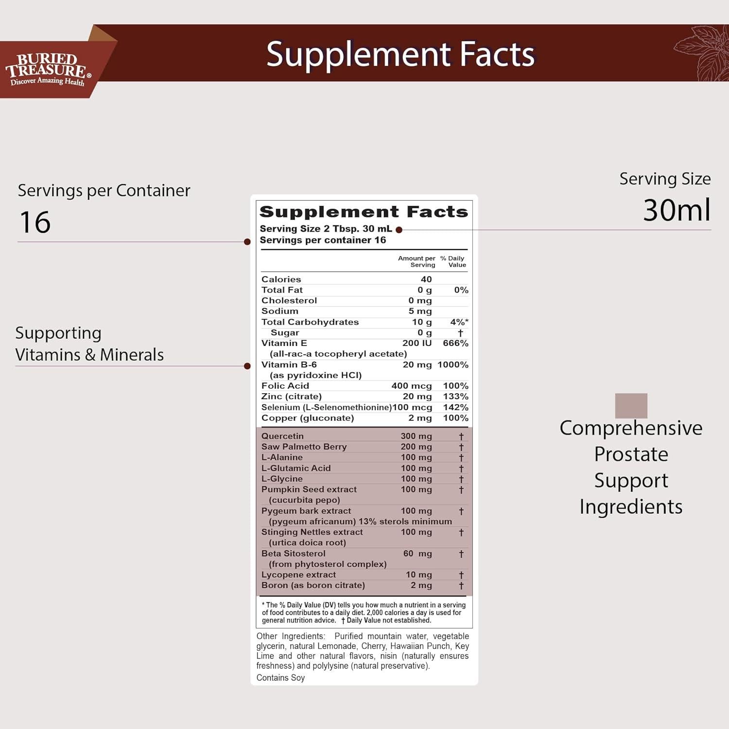 Suplemento Líquido Próstata Masculina Tesoro Enterrado 473 ml