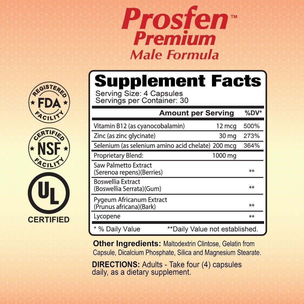 Suplemento Prosfen ALFA VITAMINS para Salud Masculina 120 Cápsulas