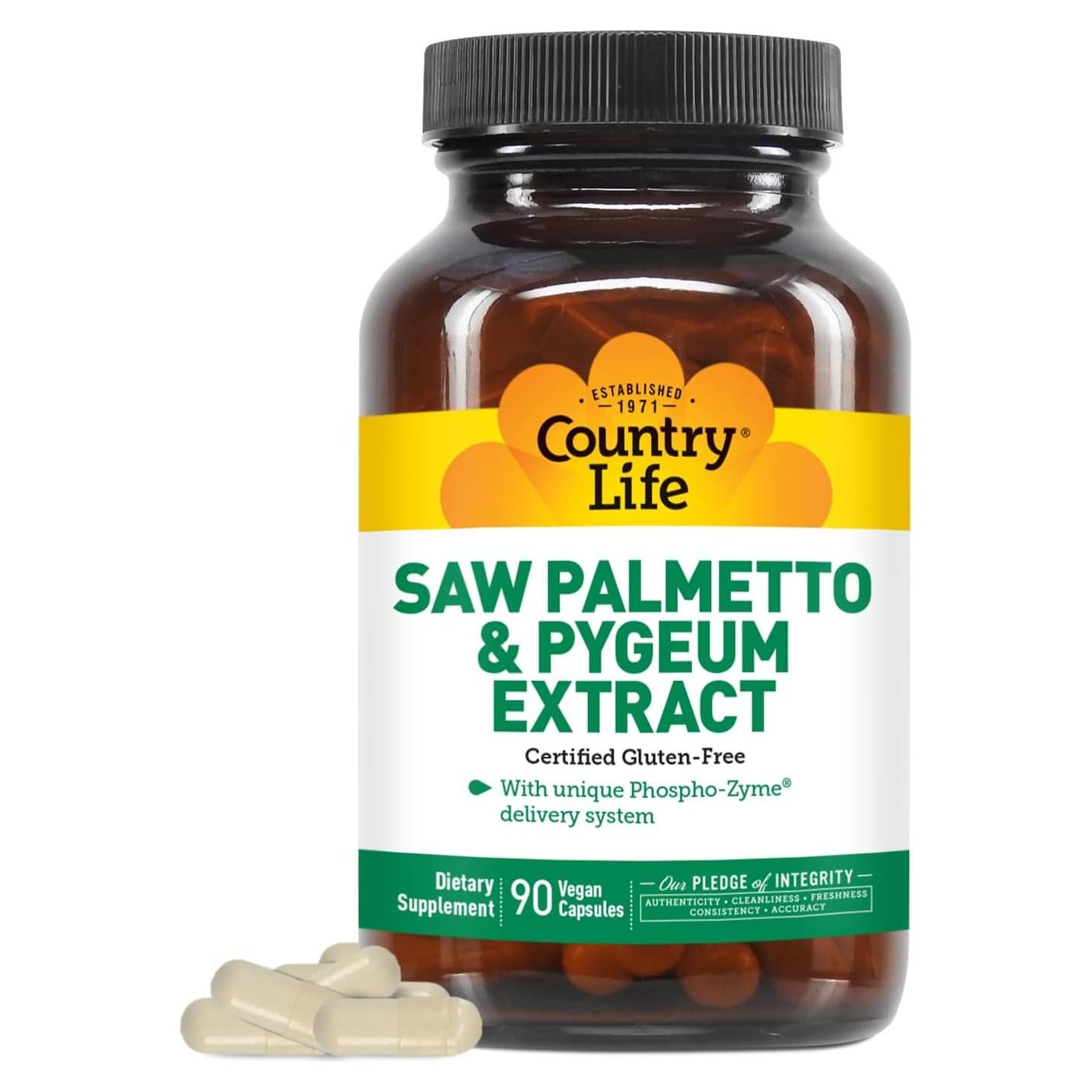 Suplemento Prostático Country Life Saw Palmetto y Pygeum 90 Cápsulas