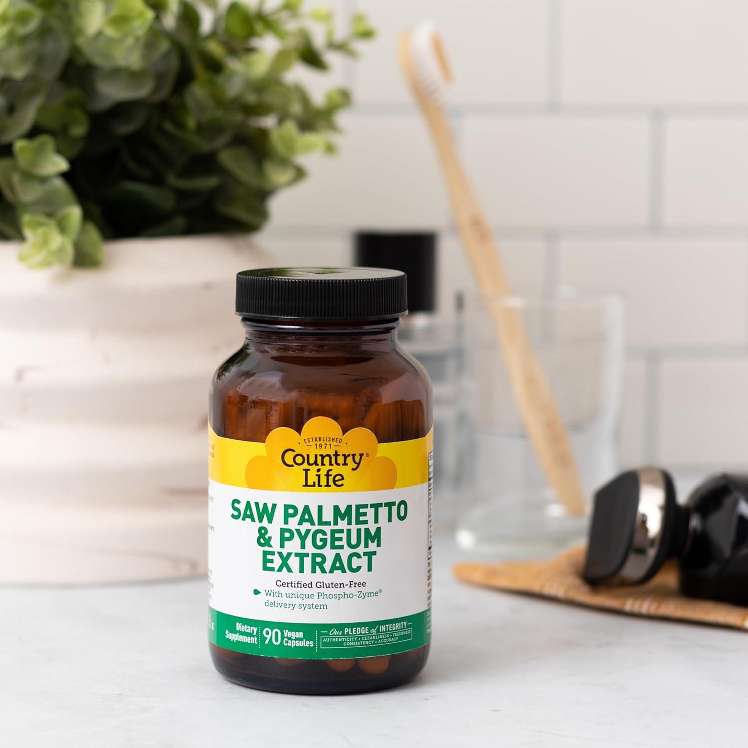 Suplemento Prostático Country Life Saw Palmetto y Pygeum 90 Cápsulas