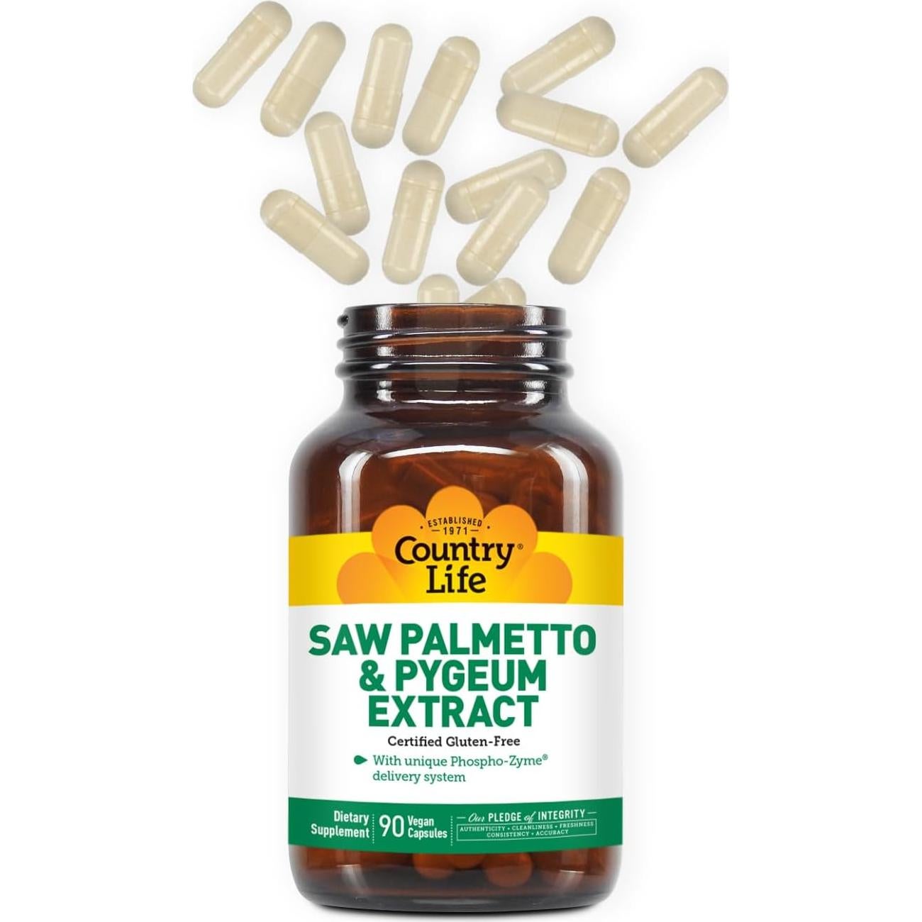 Suplemento Prostático Country Life Saw Palmetto y Pygeum 90 Cápsulas