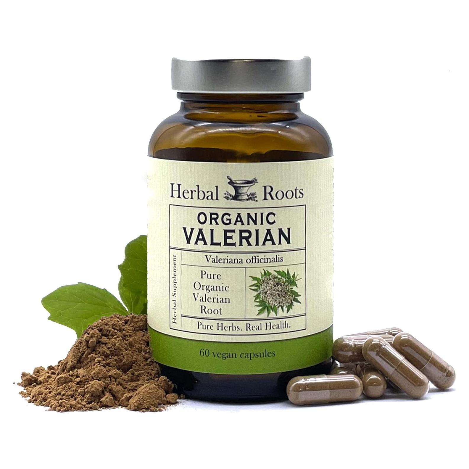 Cápsulas de raíz de valeriana orgánica Herbal Roots 900 mg - 60 unidades