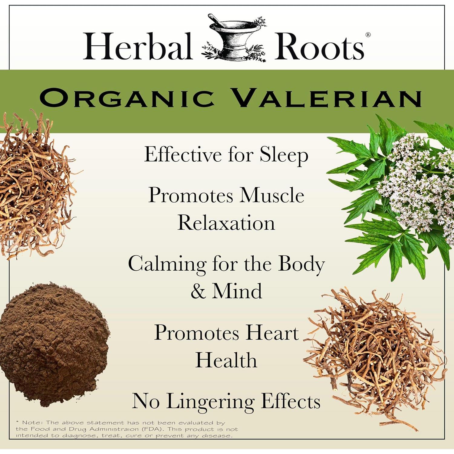 Cápsulas de raíz de valeriana orgánica Herbal Roots 900 mg - 60 unidades