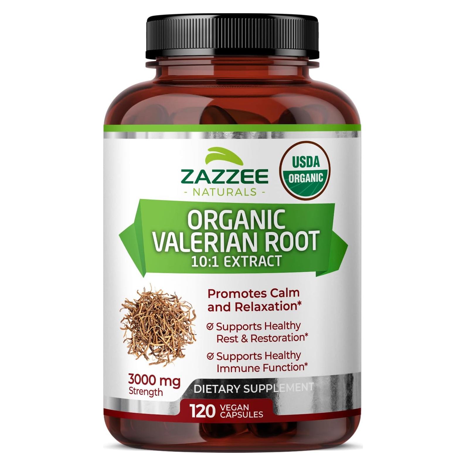 Cápsulas de Raíz de Valeriana Orgánica Zazzee 3000 mg 120 Unidades