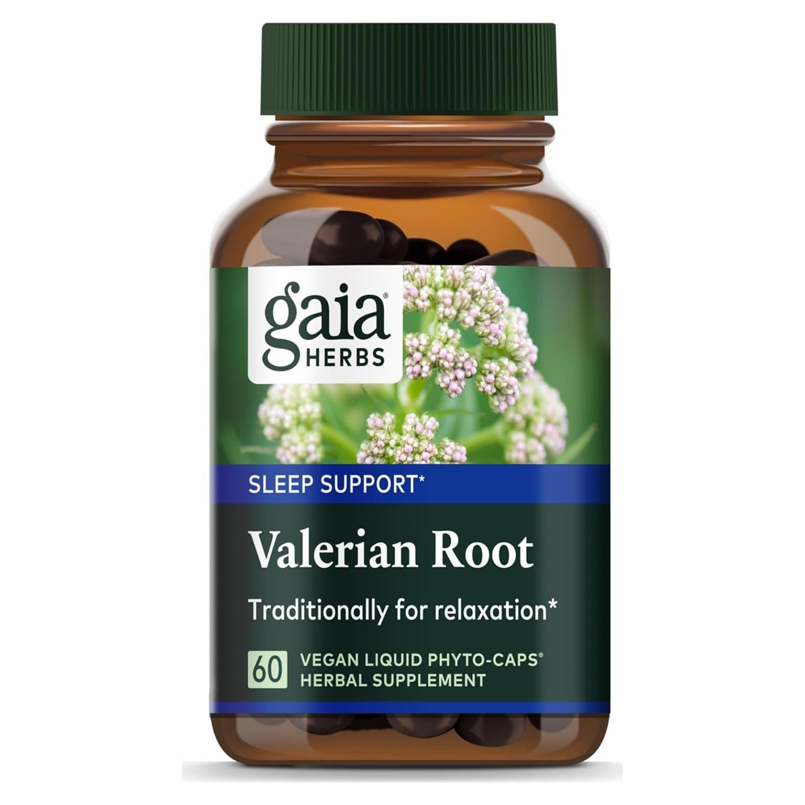 Raíz de Valeriana Gaia Herbs - 60 Cápsulas Veganas para Sueño