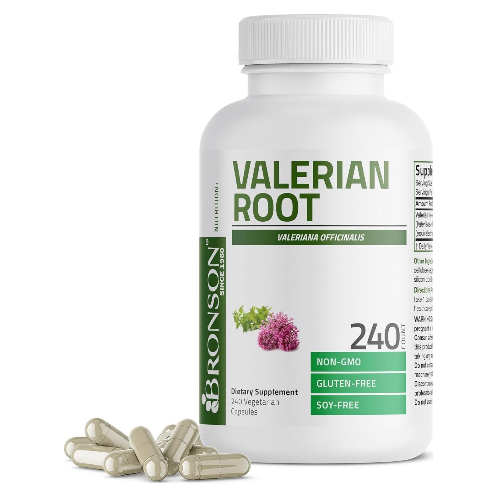 Cápsulas de Raíz de Valeriana Bronson 240 Veganas 1200mg