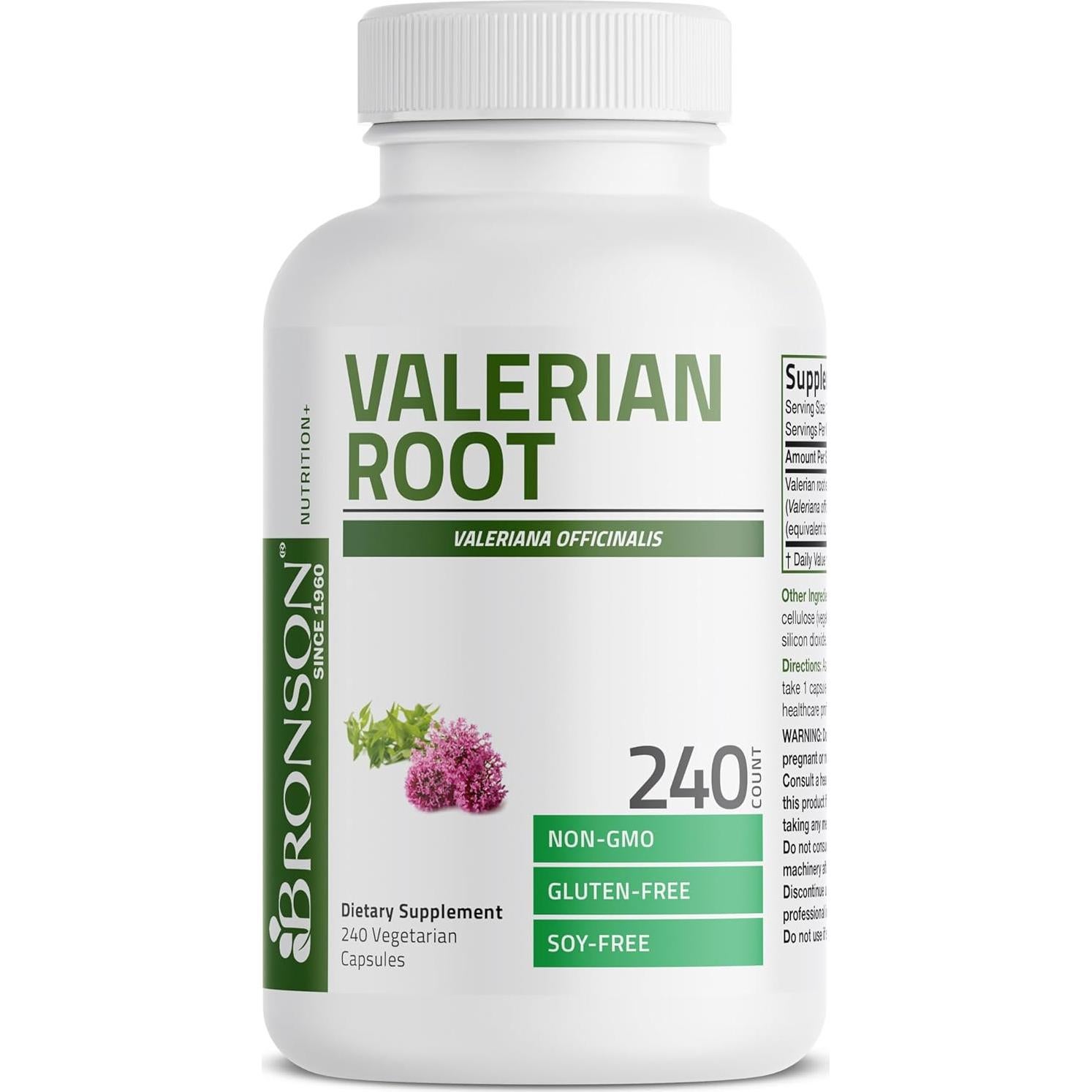 Cápsulas de Raíz de Valeriana Bronson 240 Veganas 1200mg