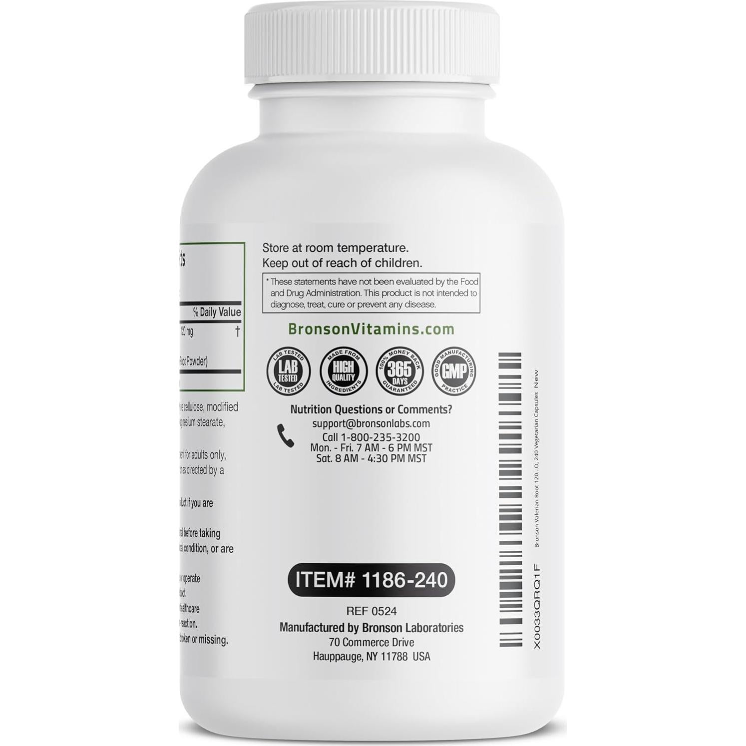 Cápsulas de Raíz de Valeriana Bronson 240 Veganas 1200mg