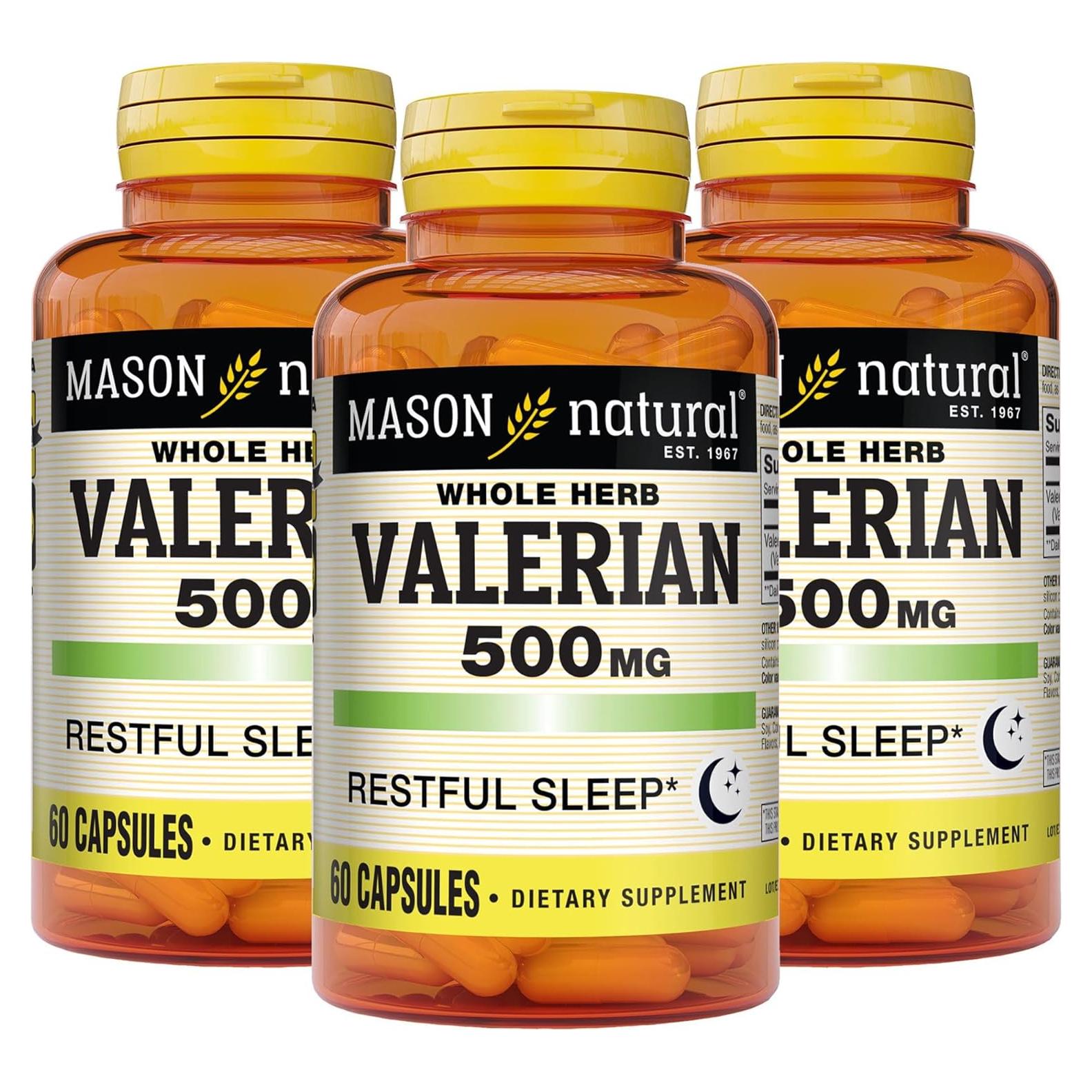 Suplemento de Raíz de Valeriana Mason Natural 500 mg - 180 Cápsulas