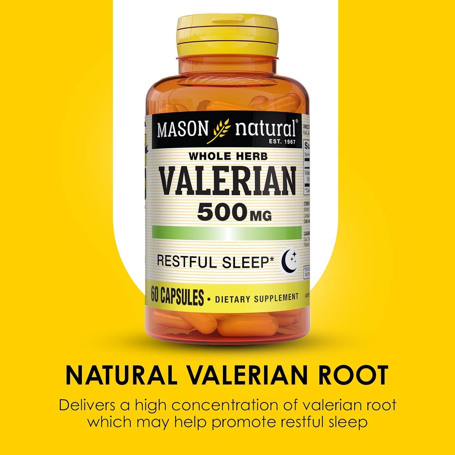 Suplemento de Raíz de Valeriana Mason Natural 500 mg - 180 Cápsulas